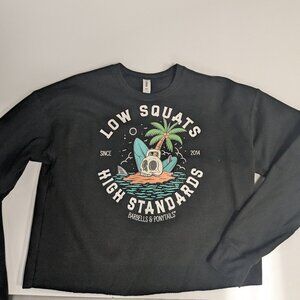 Barbells And Ponytails Crop "Skull Isalnd" Pullover Sweatshirt Sz M New